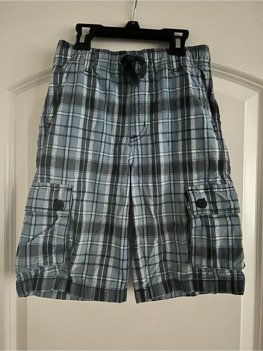 Gymboree Blue and Gray Plaid Cargo Shorts